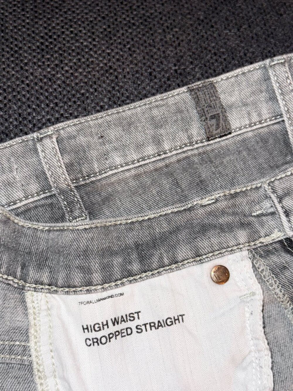 7 For All Mankind High Waist Cropped Straight Gray Jeans Size 24